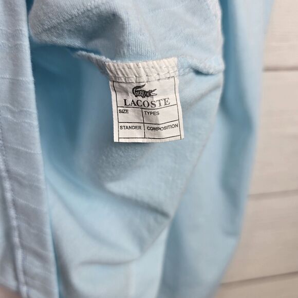 Lacoste Vintage Blue Polo Shirt Size 7 Made in France Logo Striped Short Sleeve - Picture 7 of 9